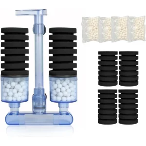 UPETTOOLS Aquarium Biochemical Sponge Filter (15-55 Gallon) with Ultra-Quiet Air Pump